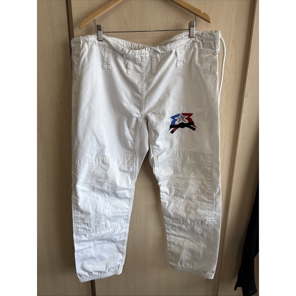 Fight‎ Ready Jiu-Jitsu Pants Mens A2 White Drawstring Waist Straight Leg